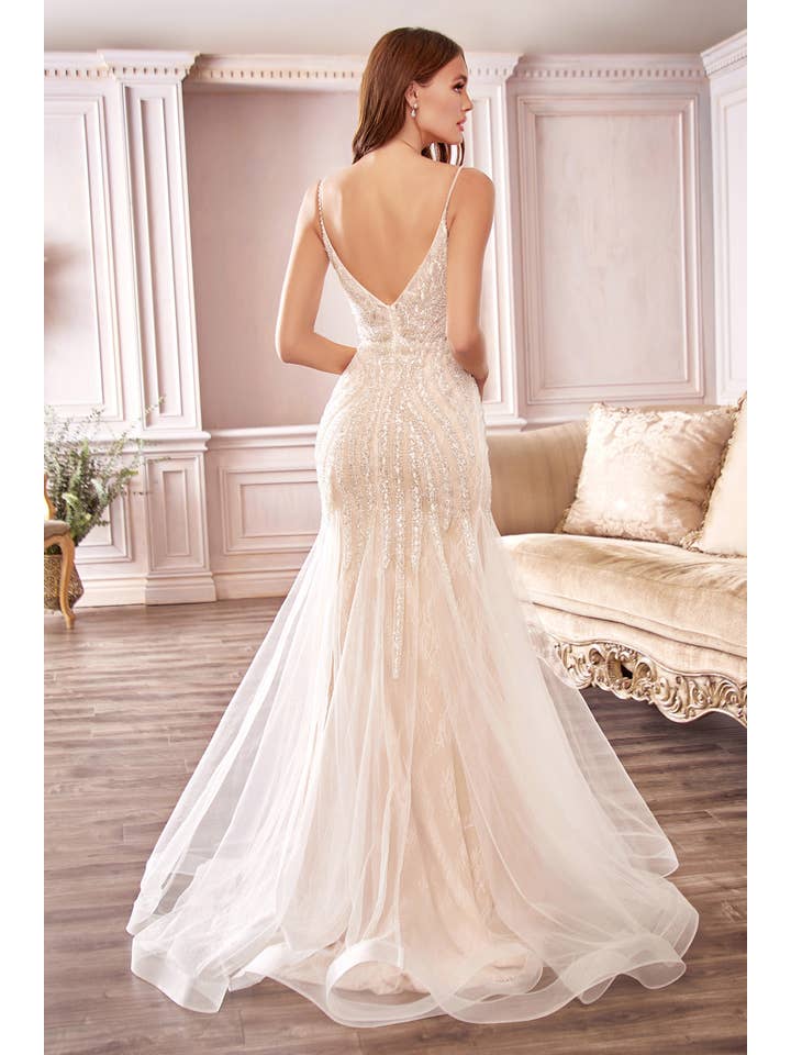 Off White BEADED MERMAID WEDDING DRESS for wholesale on Faire