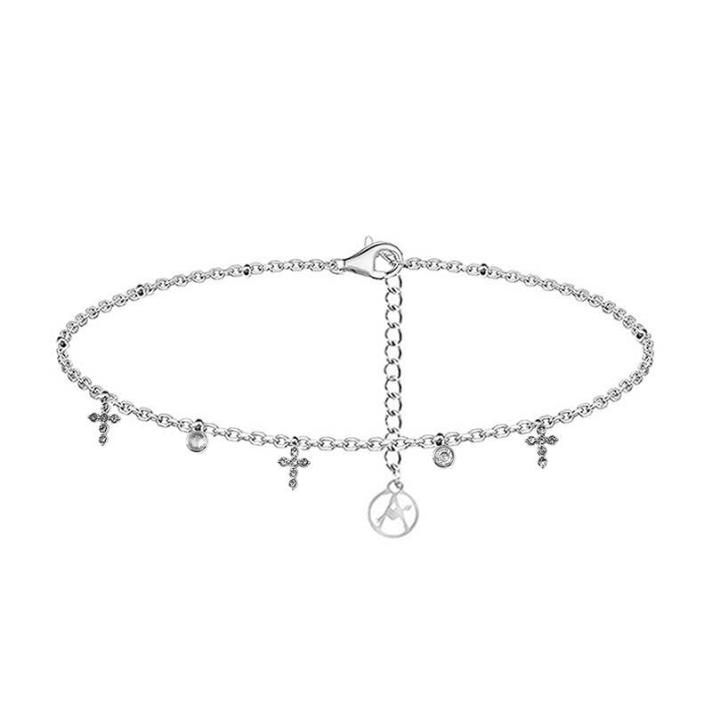 AMORINO SRL – Pulseira com pendente por atacado – Pulseira com Pingentes de Cruz em Zircônia - YC25624B2530