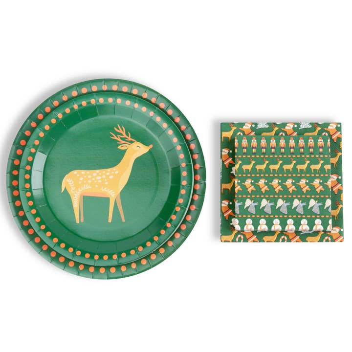 Fabuplates – Großhandel Einwegteller – Feliz Navidad Teller + Servietten | Kuratiertes Bündel-Option4