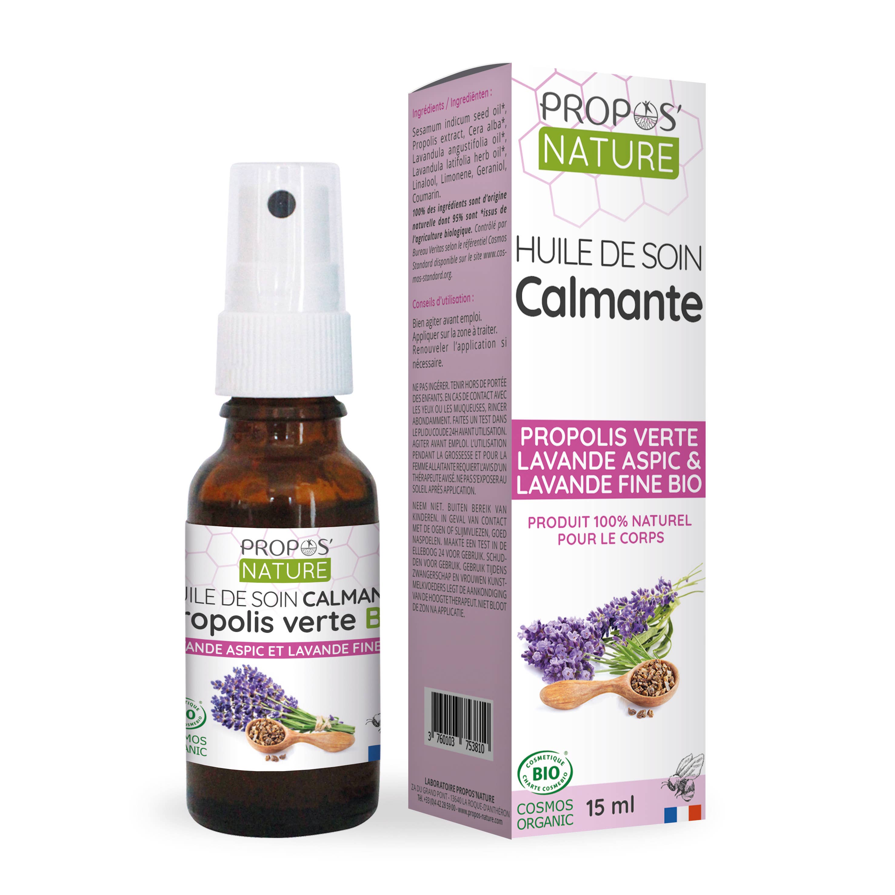 Propos'Nature - Vente Pommades/crèmes contre les démangeaisons - Huile Calmante Piqûres Bio - Propolis & Lavande - 15ml1
