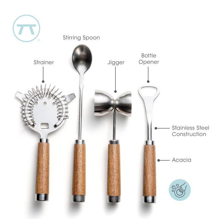 Fox Run Brands - Wholesale Bar Tool - Outset Stainless Steel Bar Tool Kit, Set of 4