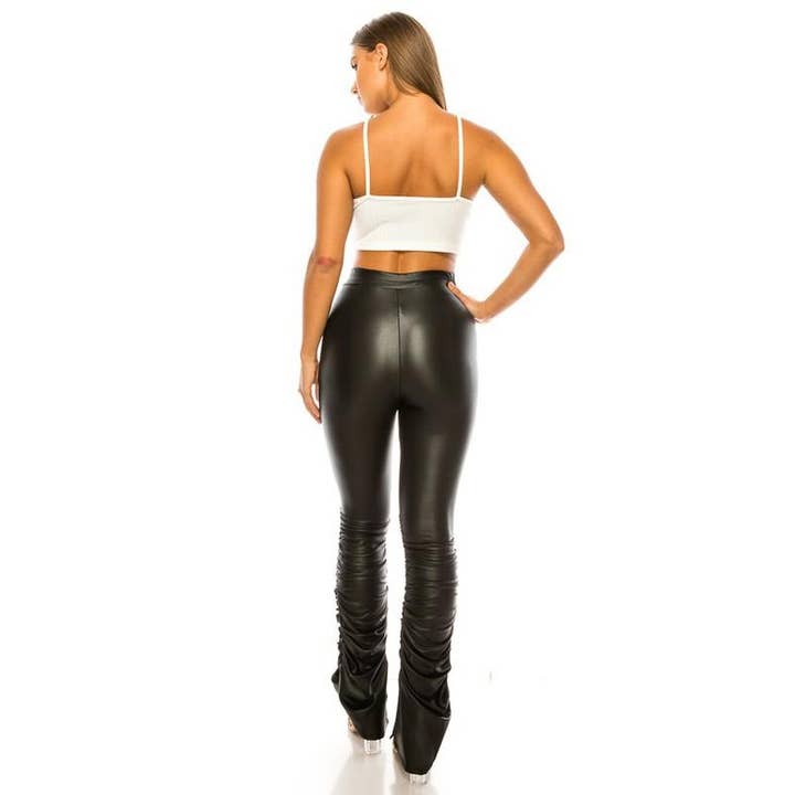 BLACK Plus Size High Waisted Ruched Pants with Drawstring for wholesale on Faire1