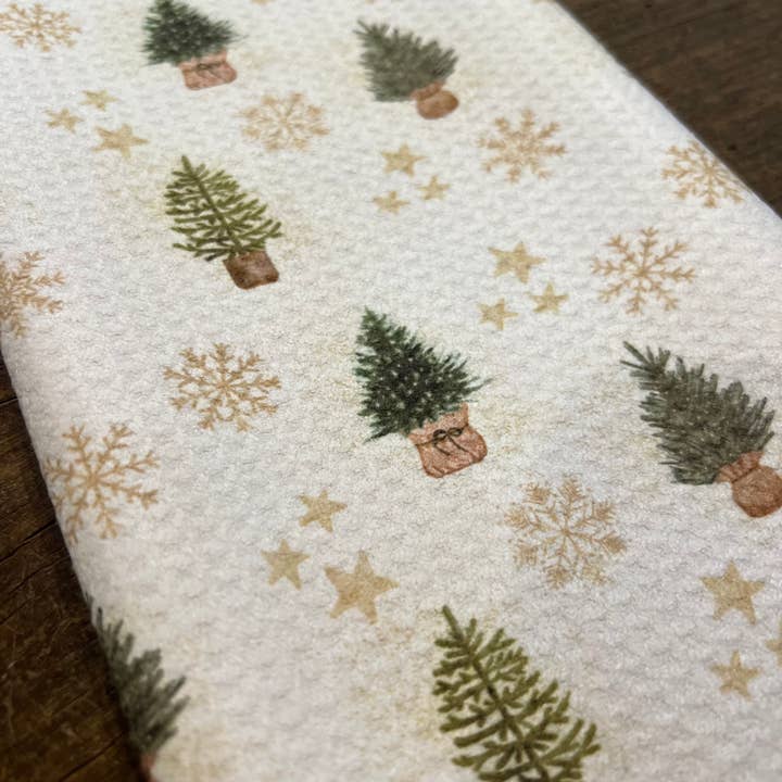 ROOM and PORCH - Wholesale Dishcloth - Golden Trees - Dishcloths 10"x10" (set of 3)