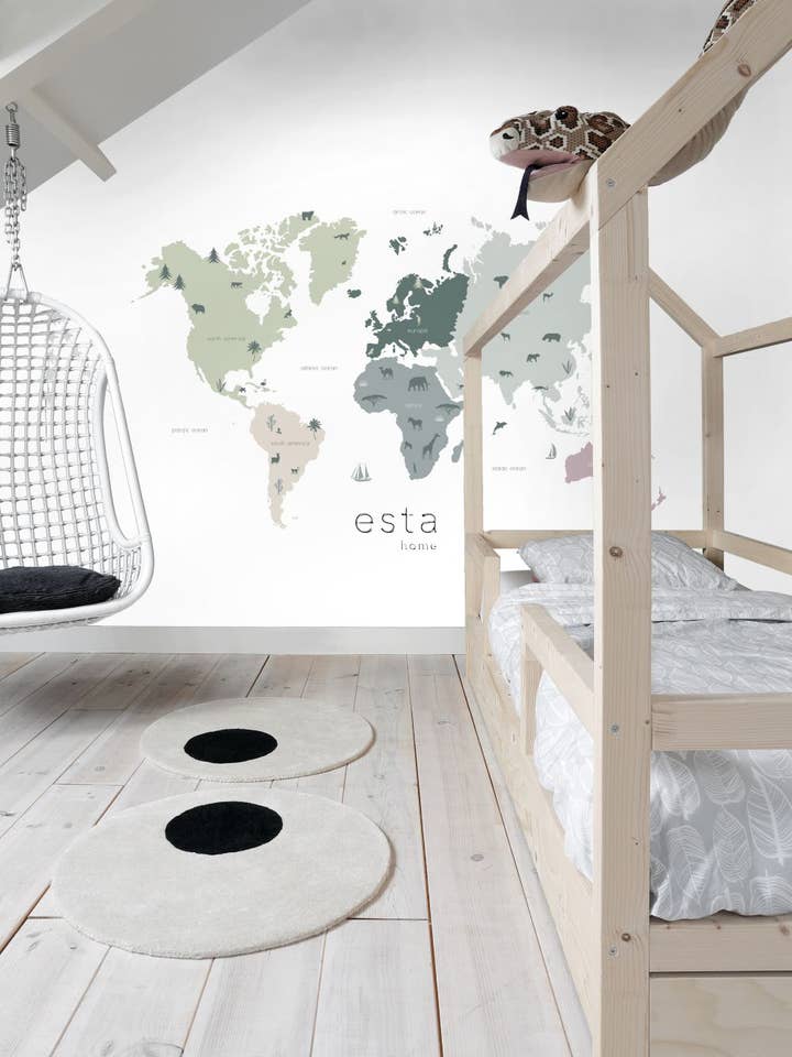 Väggmålning Världskarta för barn för wholesale av The Design Department b.v.