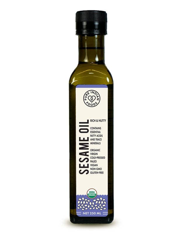 Pure Indian Foods - Wholesale Cooking Oil - Sesame Oil, Virgin & Certified Organic - 250 mL