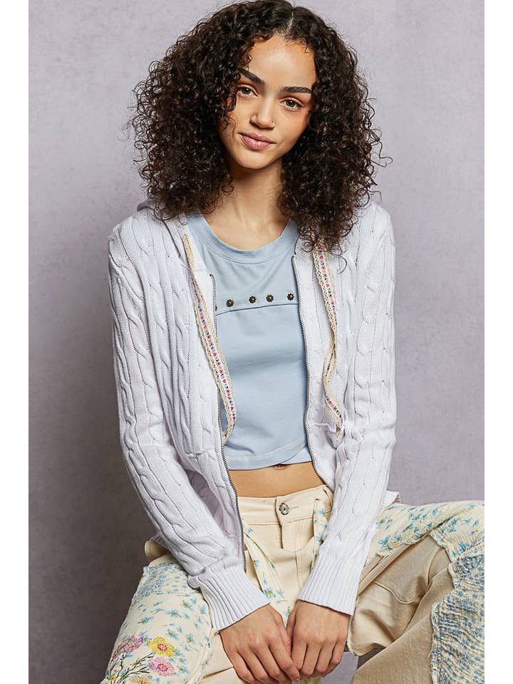 Pol Clothing - Wholesale Hoodie - Women's - Full Sleeve Solid Acrylic Sweater Hoodie Zip Up Knit Top16