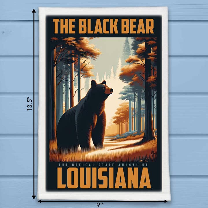 Louisiana State Animal Vintage theedoek met digitale kunst voor wholesale door ADDLE iNK