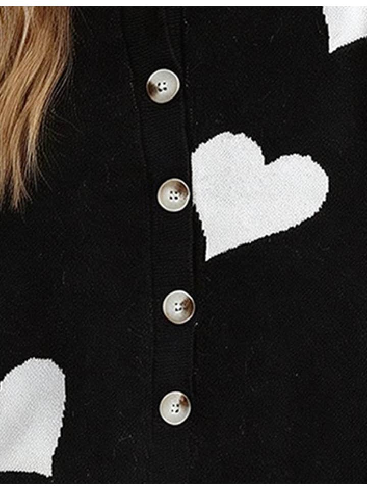 Sweetkama – Cardigan - Mulher por atacado – Cardigan feminino com coração e botões, gola redonda, modelo 23681