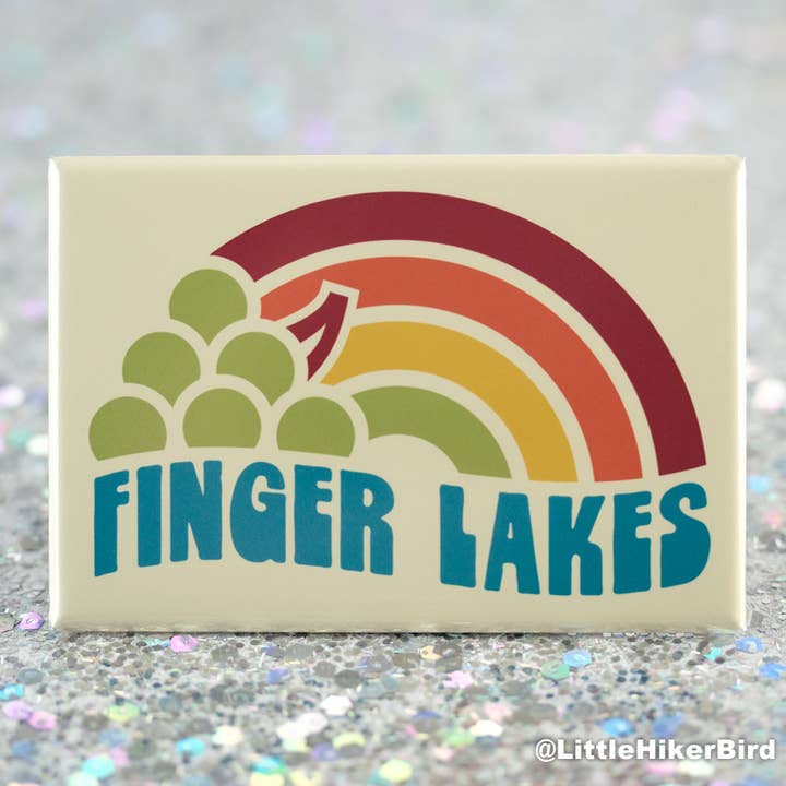 Finger Lakes, New York Fridge Magnet - Winery Sunset Grapes for wholesale by Little Hiker Bird