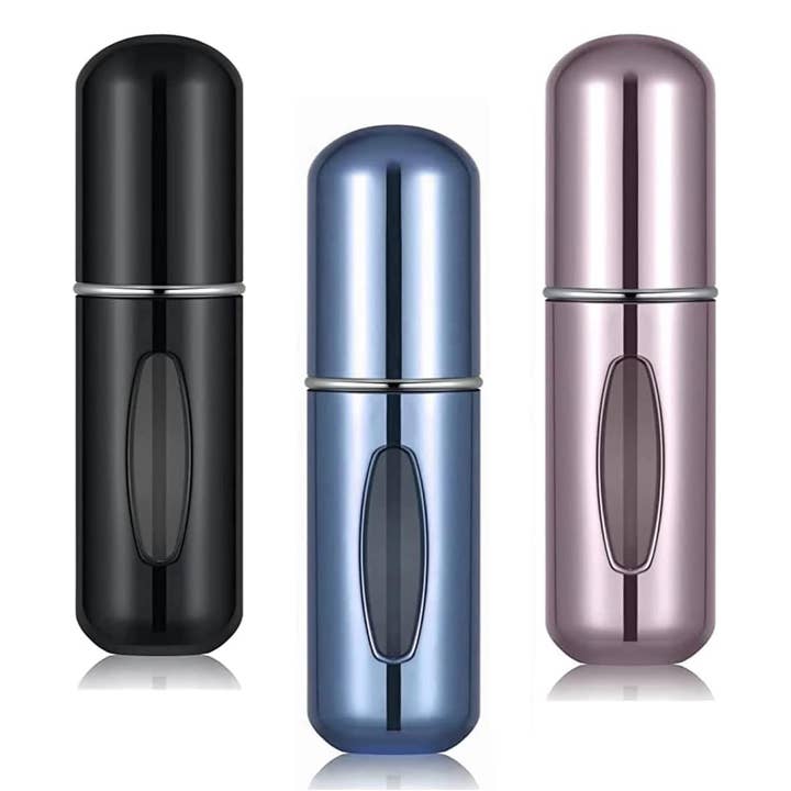 Portable Mini Refillable Perfume/Cologne Atomizer Bottle - great for travel, parties and events - Travel & toiletry accessory great for both men and women - 5ml/0.2oz (Variety Pack of 3 - Black, Blue, Pink) for wholesale by Vigor Path