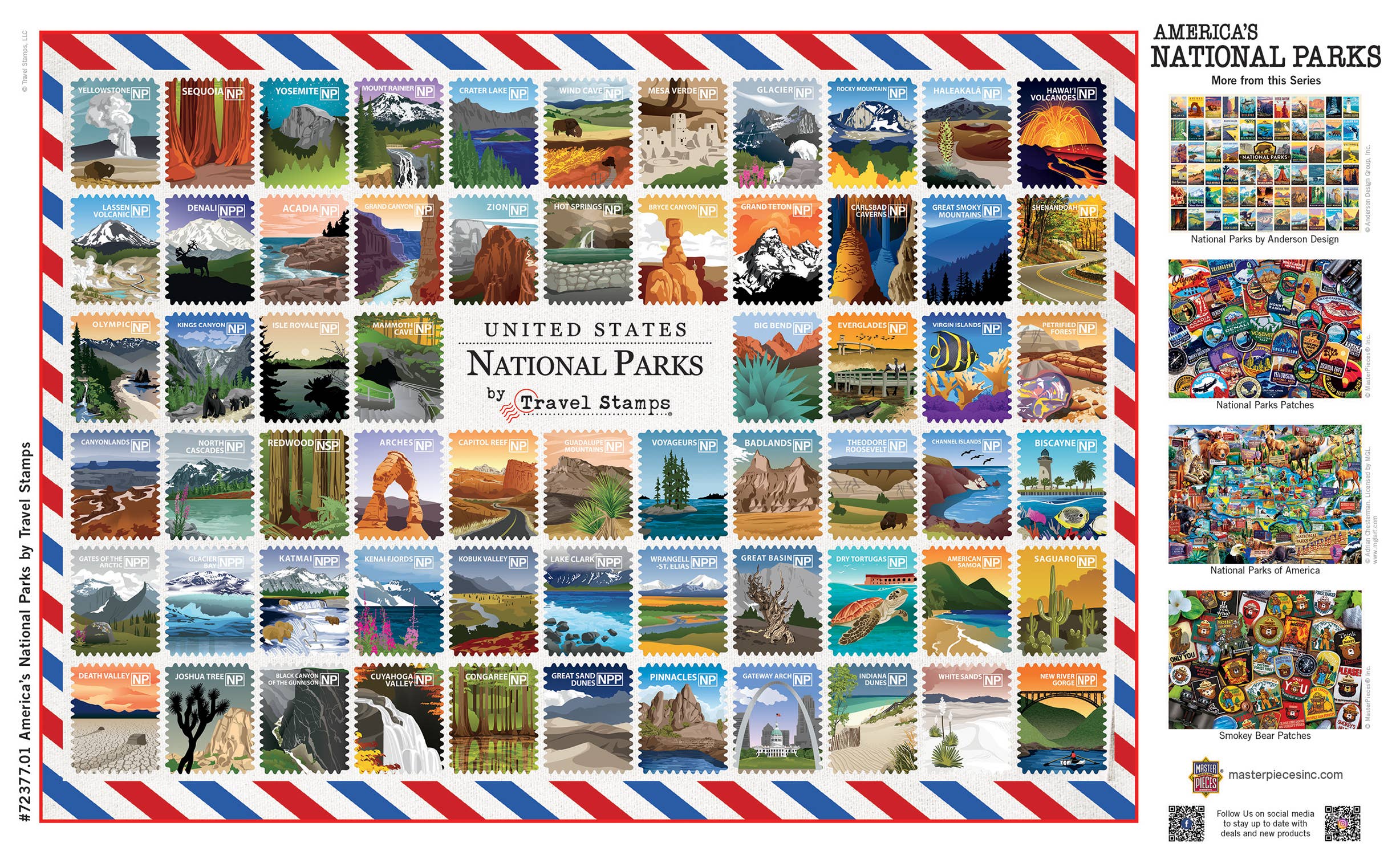 Masterpieces Puzzles - Wholesale Puzzle - Adult - National Parks Travel Stamps 1000 Piece Puzzle3