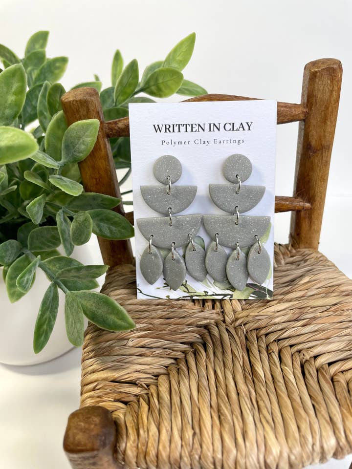 Bird Dangles in Light Grey w/ Gold Flakes for wholesale by Written In Clay