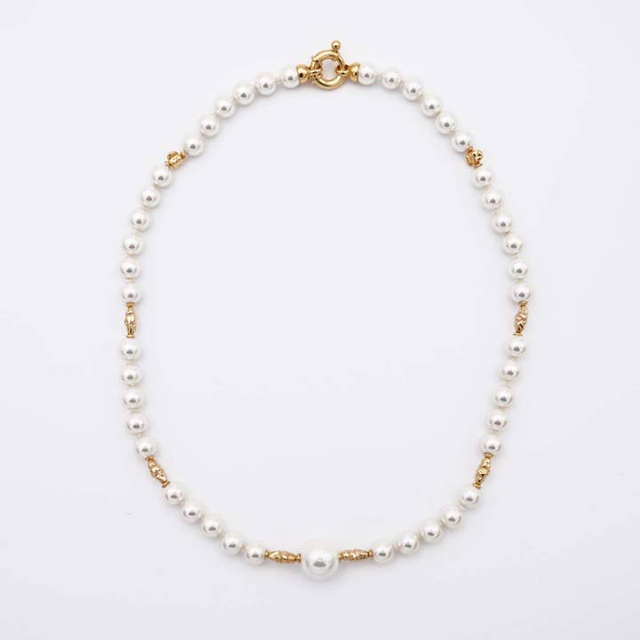 Majorcan Pearl Necklace, 7-12mm, Length 45cm for wholesale by France Perles