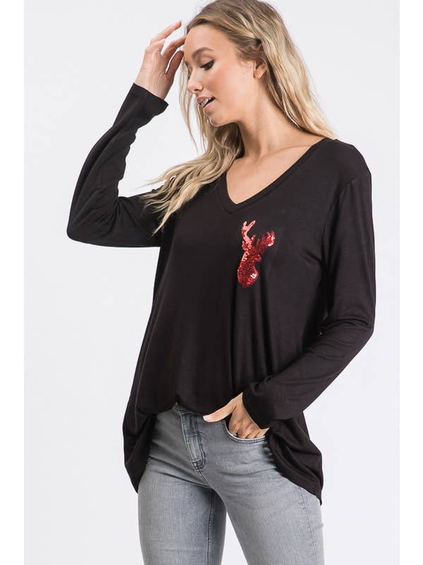 HEIMISH - Wholesale Tunic - Women's - ST1490-10 SEQUINS REINDEER PATCH CHRISTMAS10