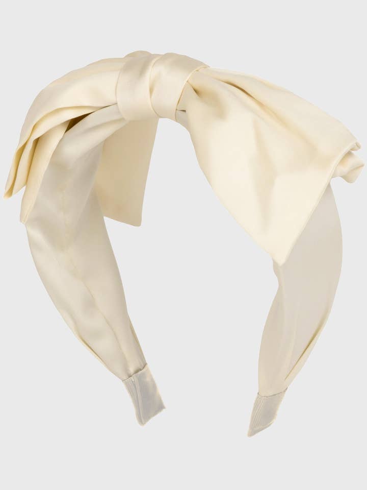 Lazo de satén - diadema de satén con lazo en crema para venta al por mayor de Filippa Firenze