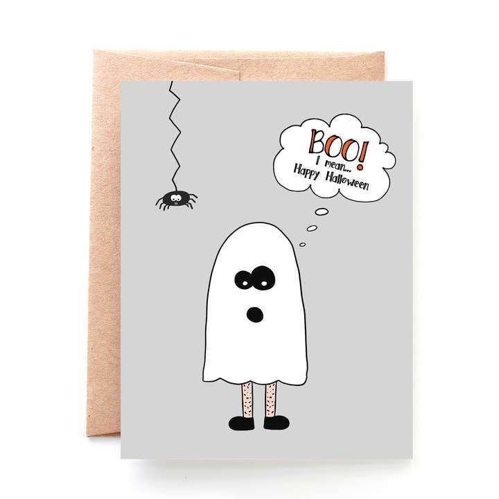 Boo Halloween Card, Ghost Halloween Card for wholesale by Yellow Daisy Paper Co.