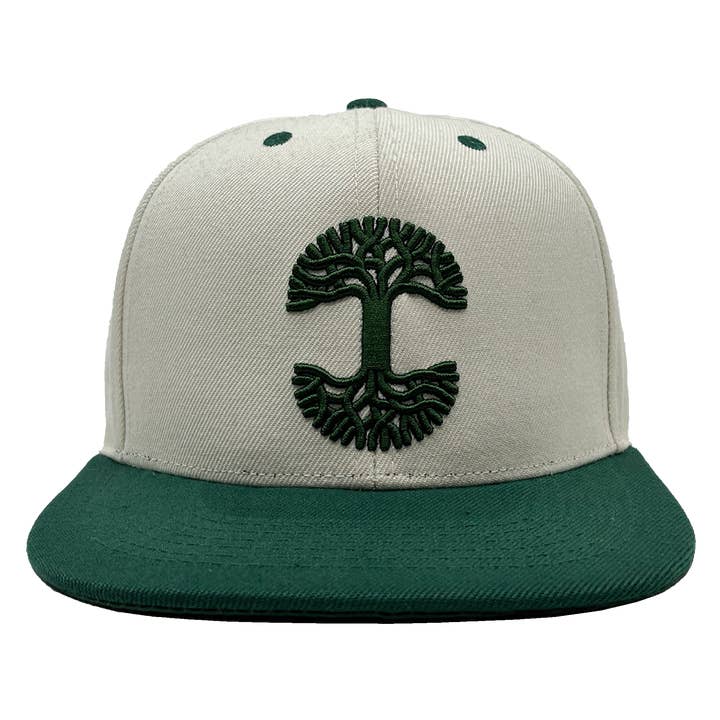 White Green Oakland Aft Snapback for wholesale on Faire