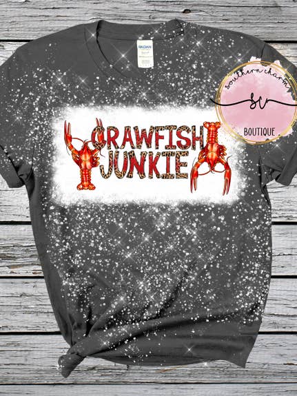 Crawfish Junkie Dark Heather Tee for wholesale by Southern Charm Boutique