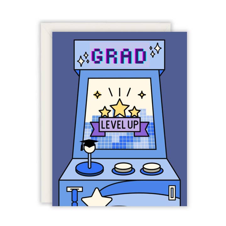 Carte de remise des diplômes de lycée des jeux vidéo rétro des années 90 pour la vente par Paper Giggles