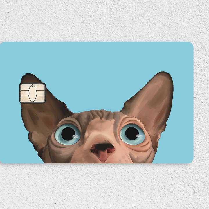 Peeking Sphynx Credit Card Skin for wholesale by Cat Loaf Studio