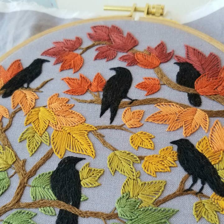 Jessica Long Embroidery - Wholesale Embroidery/Cross Stitch Supplies - Autumn Birds Embroidery Kit5