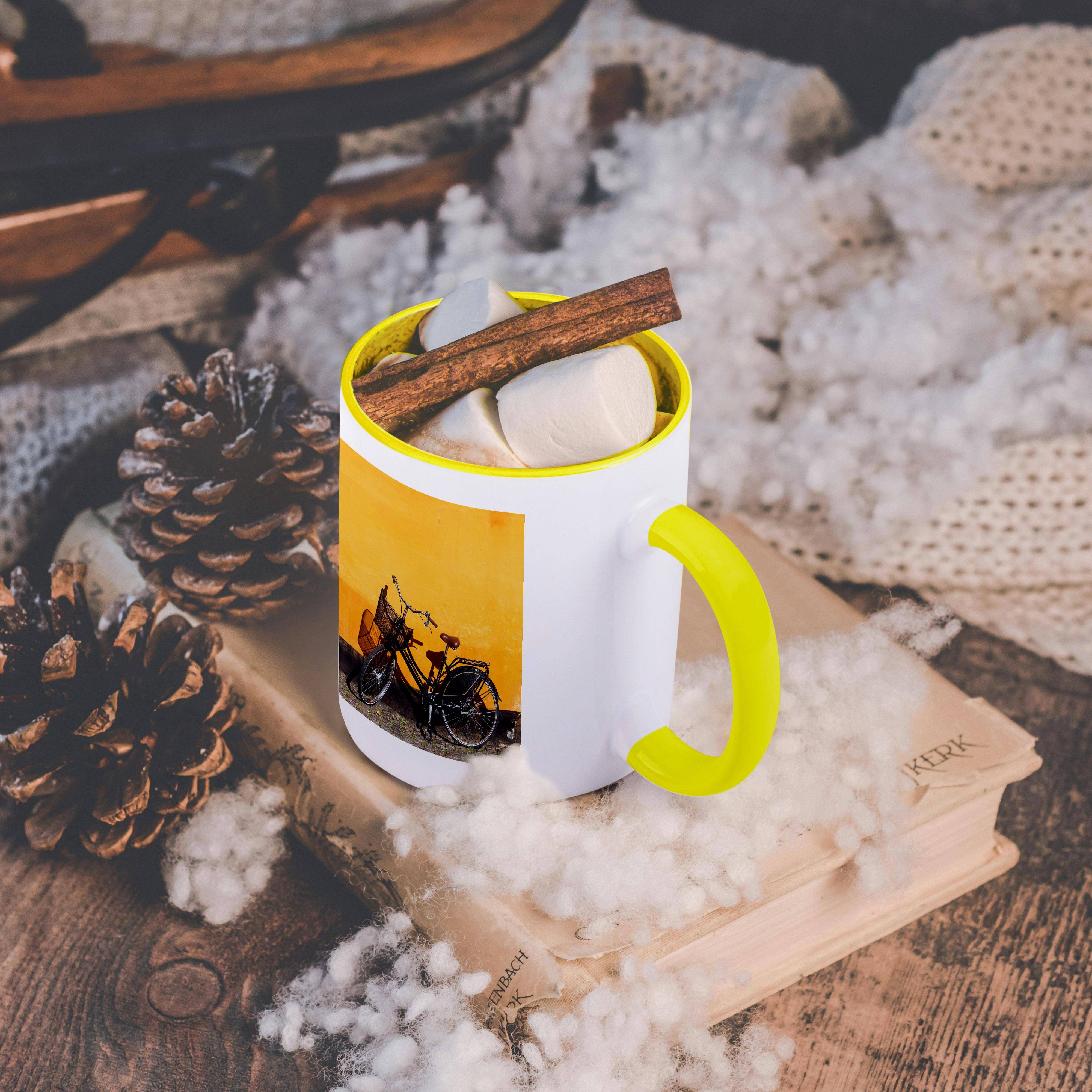 3dRose - Wholesale Coffee Mug - 3dRose, Denmark, Zealand, Copenhagen, yellow building detail with bicycle, Mug5