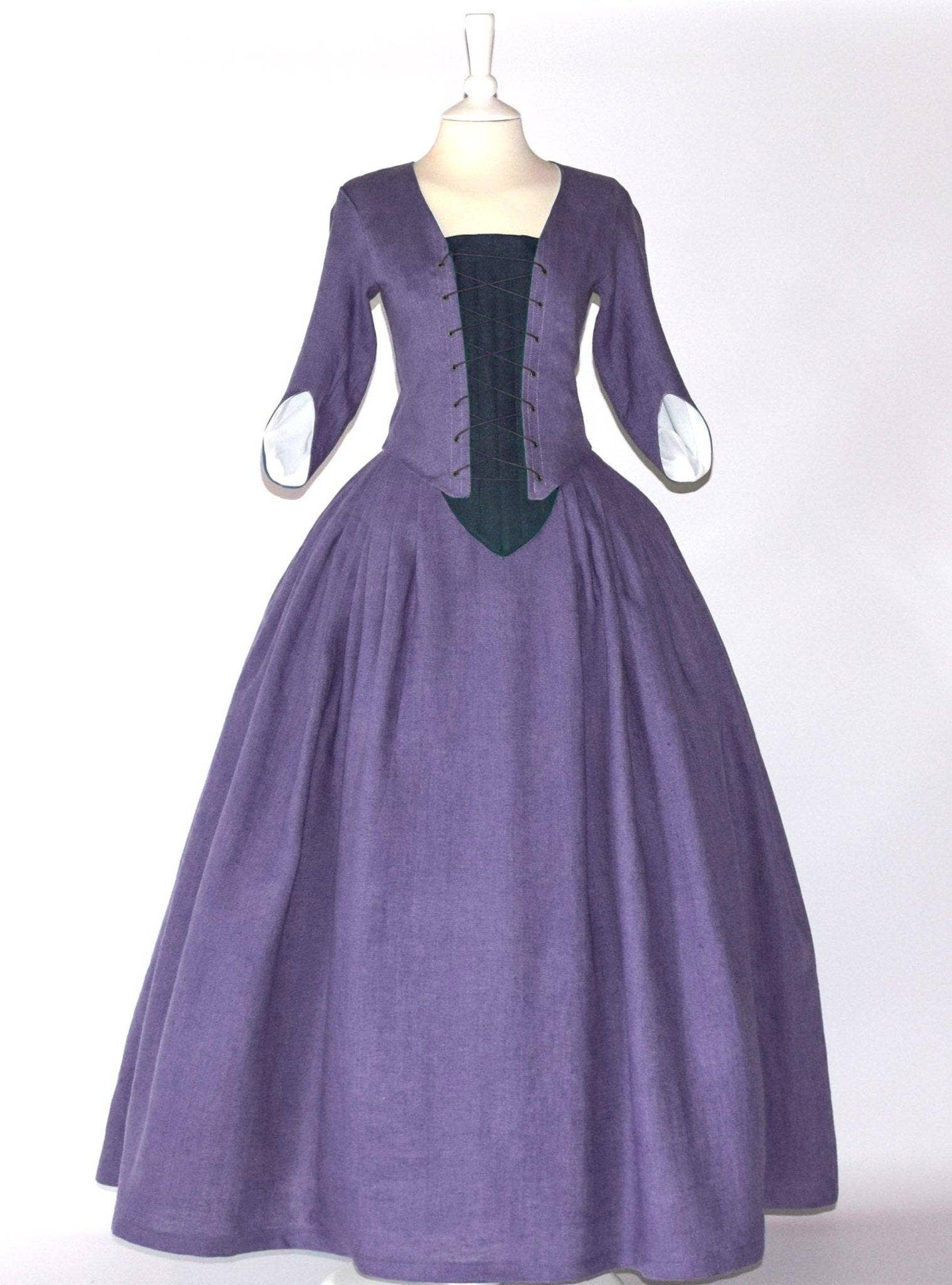 Atelier Serraspina - Vente Déguisement – femme - Costume de paysan DORINE en lin violet prune1