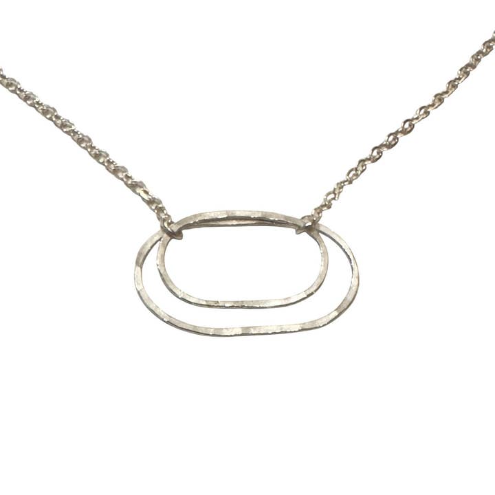 Derby Silver Double Oval Necklace, Vertical for wholesale by Cloverleaf Jewelry