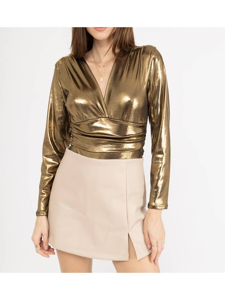 LORIANE – wholesale Bodysuit - Dam – 6356B glansigt metalliskt bodysuit i one size4