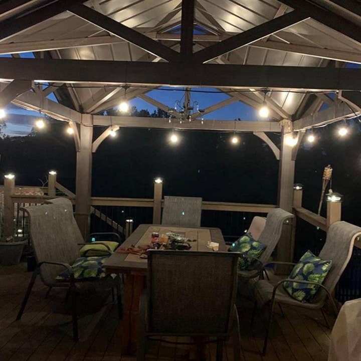 OutdoorSolarOutlet - Wholesale String lights - Ambience Pro - Anti Glare, Beautiful Gold Tip Outdoor String Lights Patio Lights Dimmable LED Bulbs - 48 Ft2