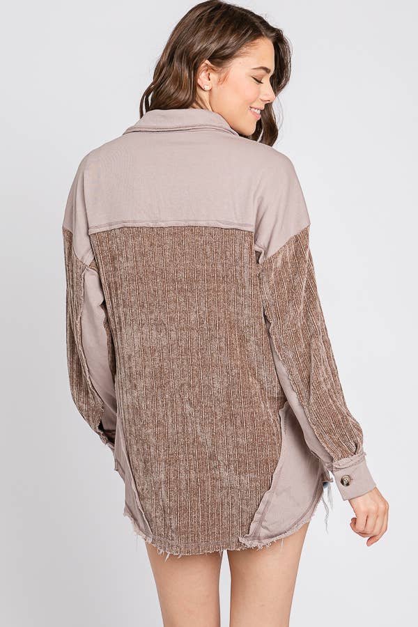 ELLEBORN – wholesale Skjortjacka/jackett – Dam – RIBBAD KNAPP NER SCHACKET 3224T5