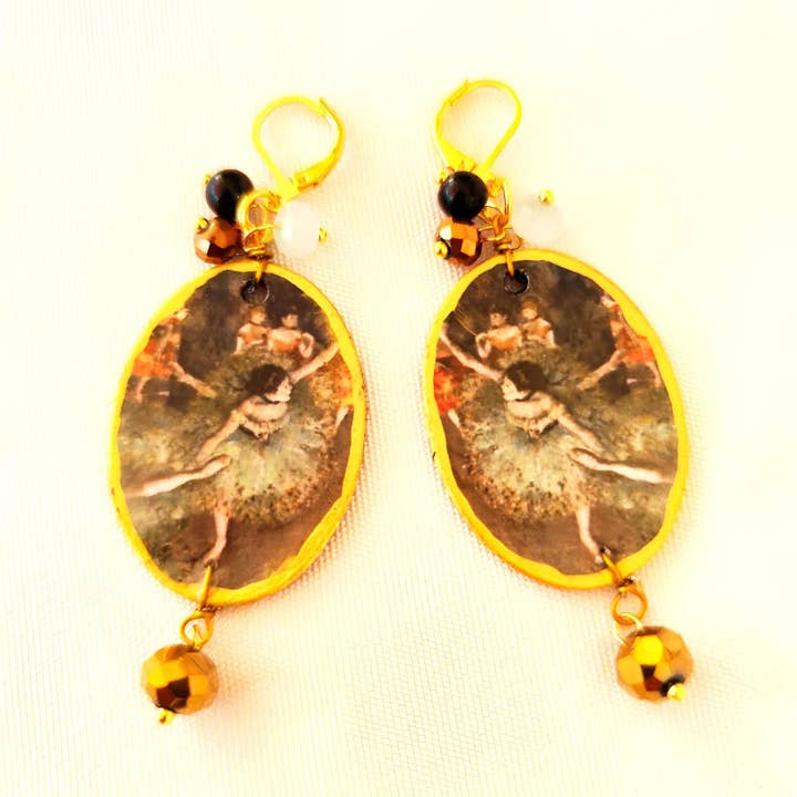 Wild & Free - Wholesale Dangle Earrings - Degas "Swaying Dancer" Wooden Earring