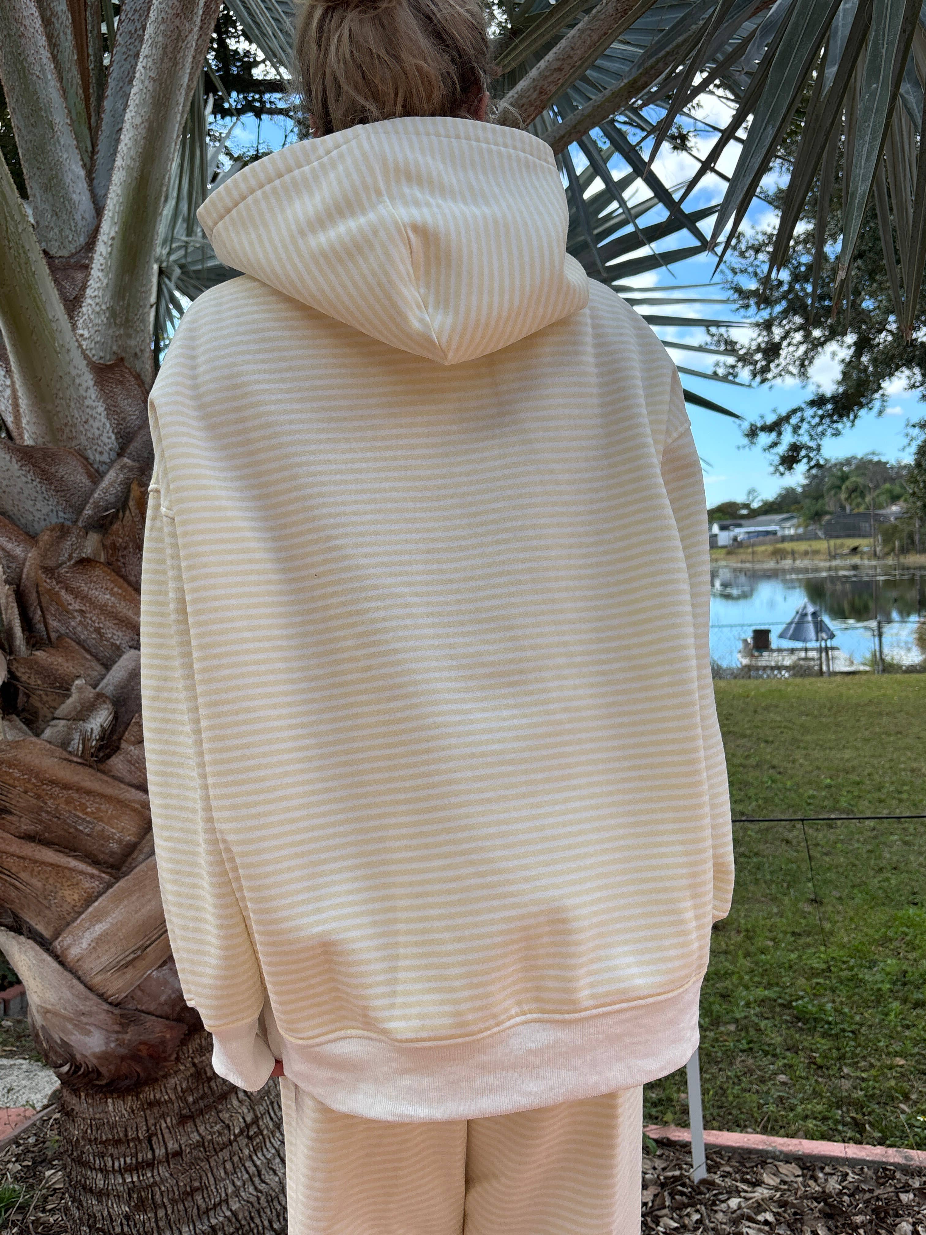 Baby Yellow and White Big Striped Hoodie for wholesale on Faire12