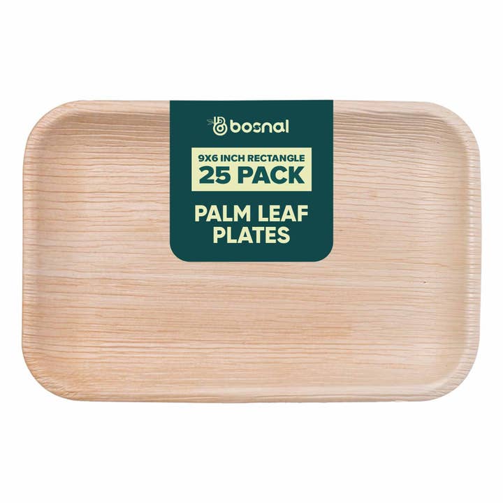 Bosnal - Palm Leaf Plates, 9 x 6 inch Rectangle (250 Pcs) for wholesale by Bosnal