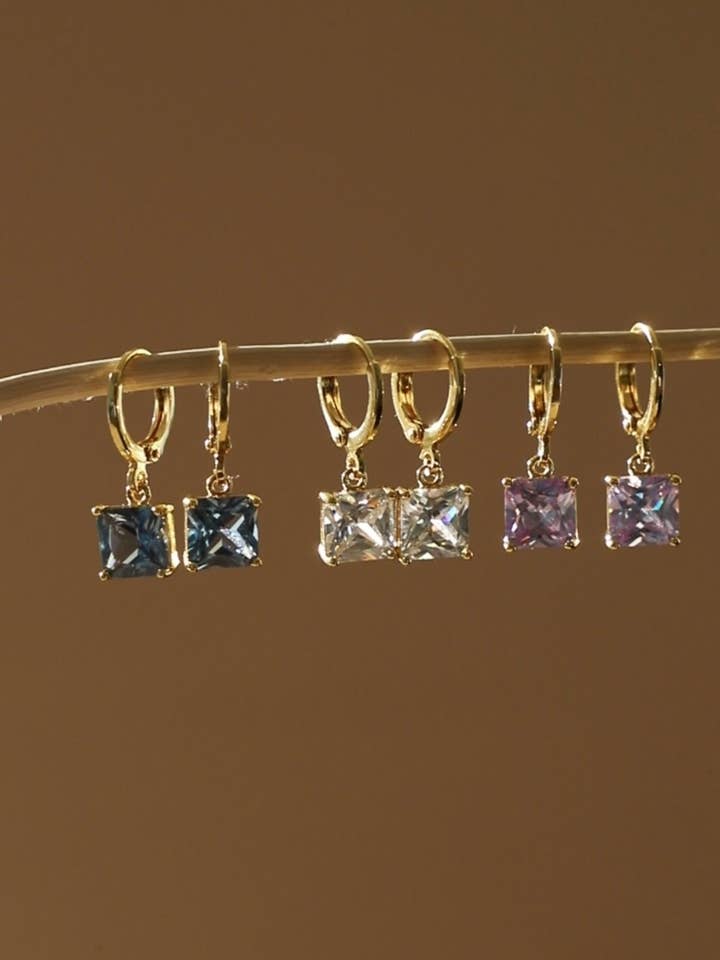 SQUARE BIRTHSTONE HUGGIES for wholesale by Katie Waltman Jewelry