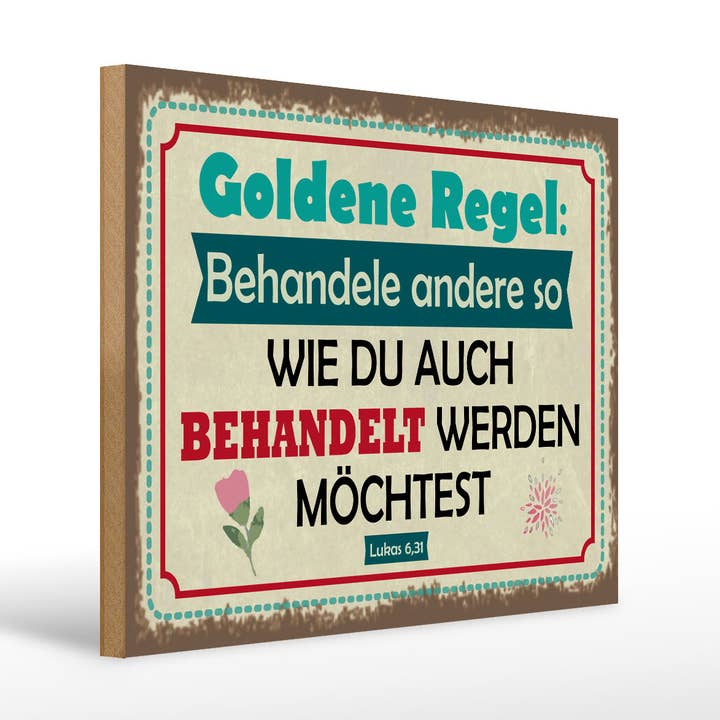 Houten bord 30x40 cm Behandel anderen zoals je behandeld wilt worden voor wholesale door Femer