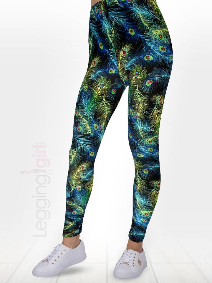 Ganska Peacock tryckt FeatherSoft Kvinnors Leggings för wholesale av LeggingGirl.com