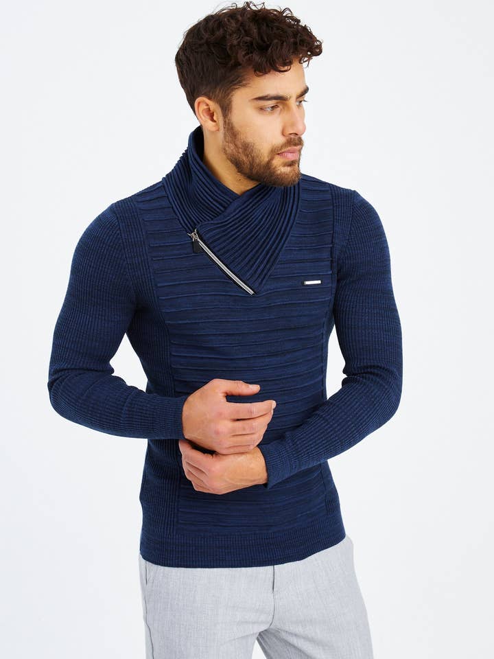 Leif Nelson GmbH - Wholesale Knit Sweater - Men's - Men's Knit Sweater Fine Knit Shawl Collar LN-15355