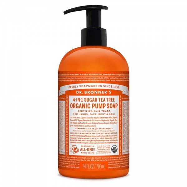 Dr. Bronner's ekologiska pump-tvål med tea tree, 710 ml för wholesale av mOrganics Beauty