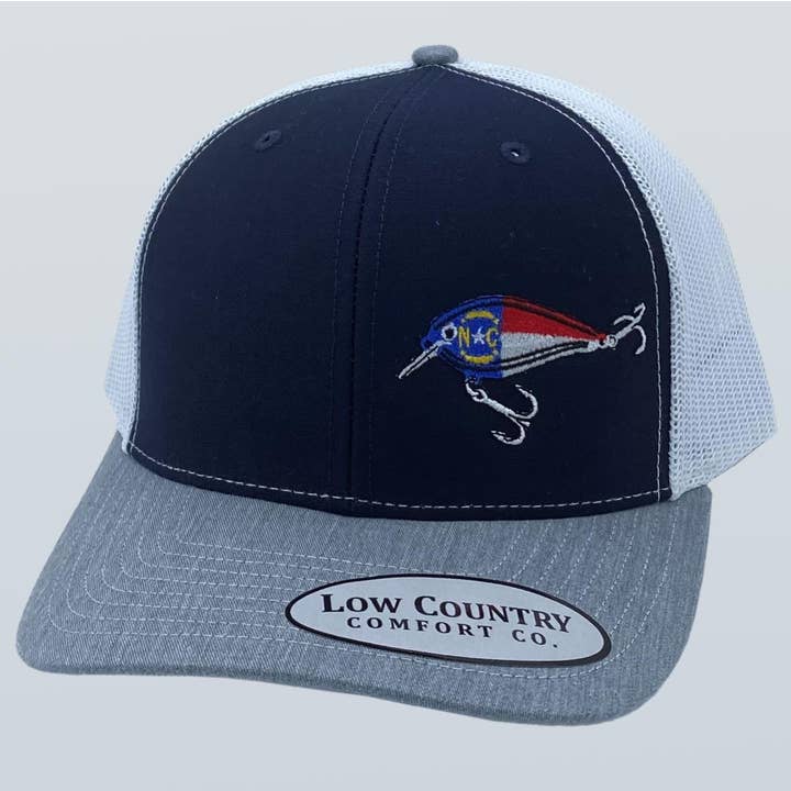 Esca da pesca della Carolina del Nord Heather/Navy/Cappello bianco per la vendita all'ingrosso da parte di Riverbed Threads
