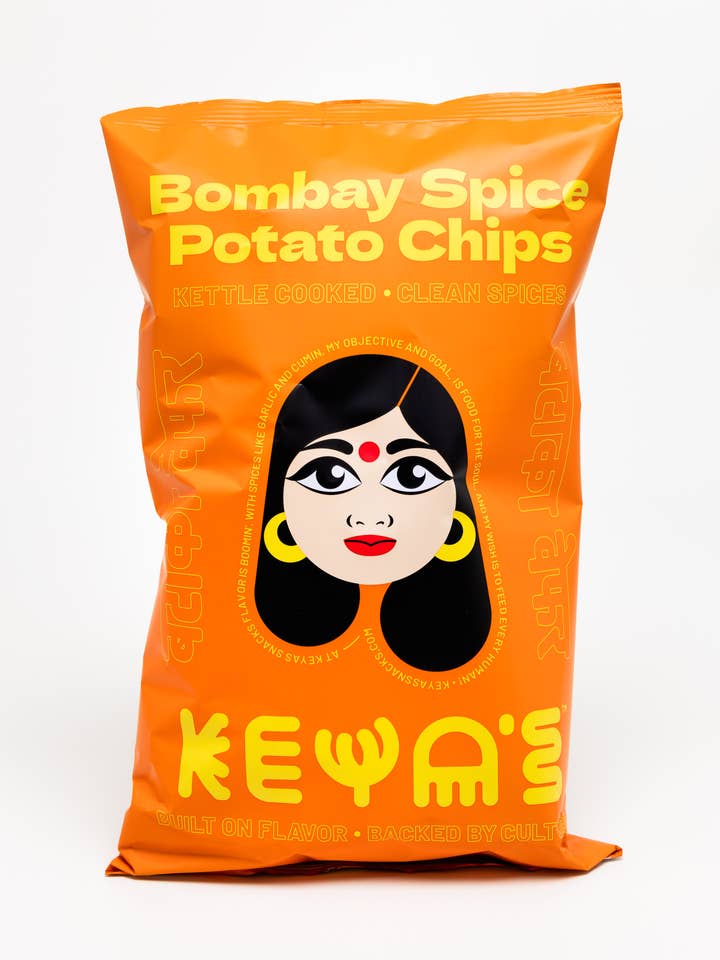 Bombay Spice Masala Potato Chips 6oz case (12 pack) for wholesale by Keya's Snacks