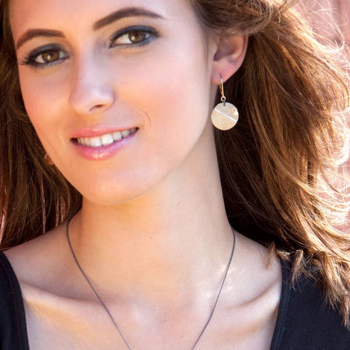 Freshie & Zero - Wholesale Dangle Earrings - Shield Earrings, Gold Disc Statement Earrings1