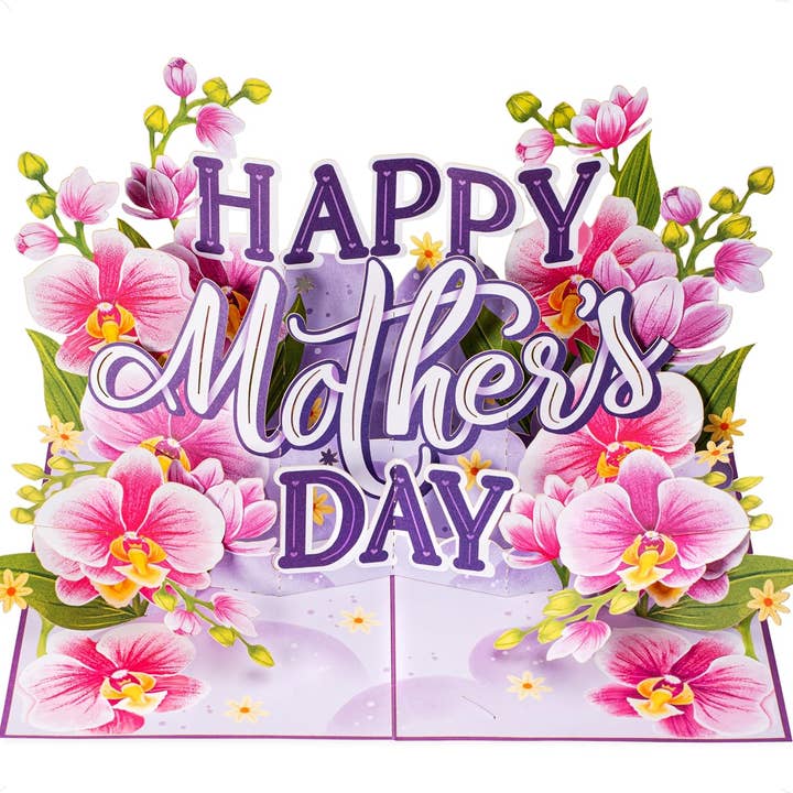 Pop-up-Karte Orchideen zum Muttertag - 5" x 7" für den Großhandel von Paper Love