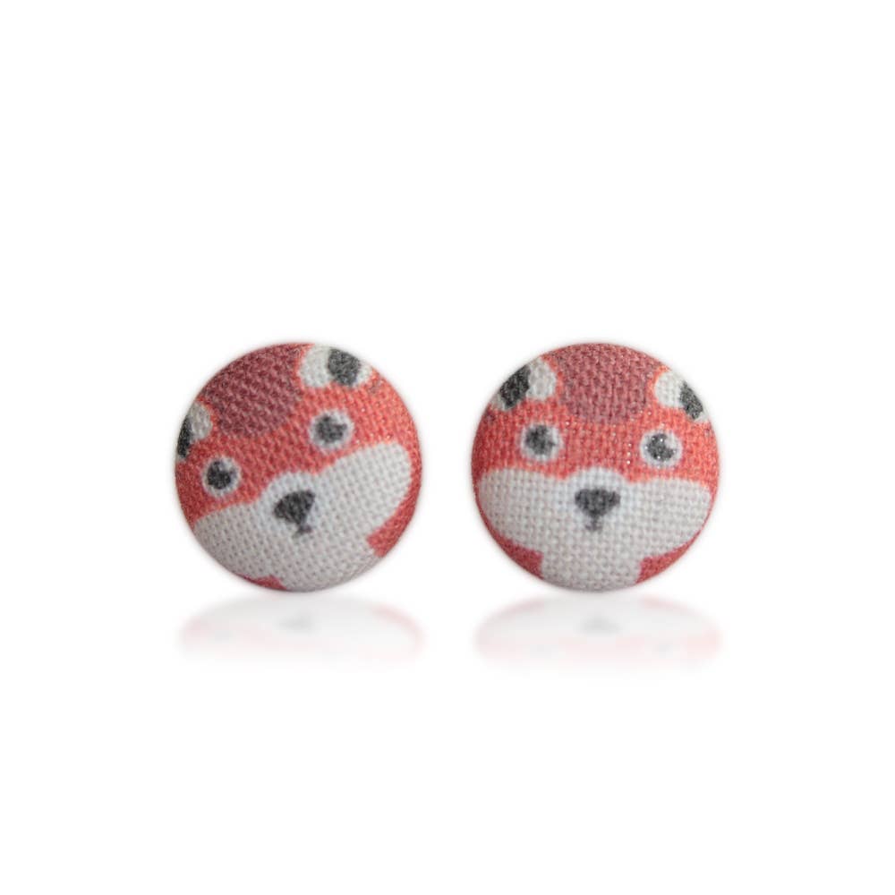 Rachel O's - Wholesale Stud/Post Earrings - Red Fox Fabric Button Earrings4