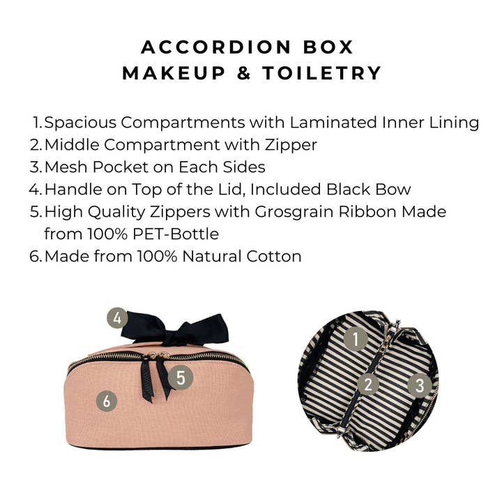 Bag-All - Wholesale Makeup/Cosmetic Bag - Accordion Box Makeup & Toiletry, Pink/Blush