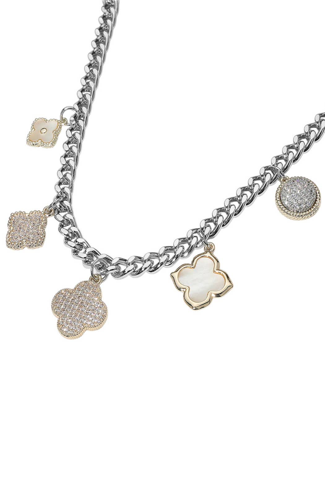 Embellish Your Life - Wholesale Pendant/Charm Necklace - Gold Plated 2 Tone Clover Charm Necklace