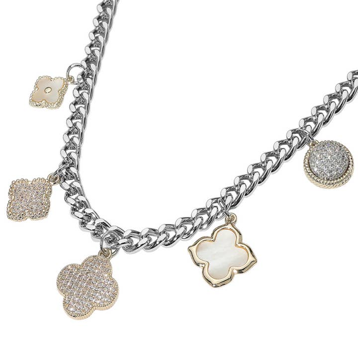 Embellish Your Life - Wholesale Pendant/Charm Necklace - Gold Plated 2 Tone Clover Charm Necklace0