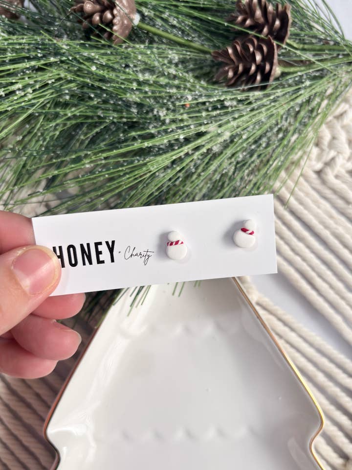 Snowman Tiny Studs for wholesale by Honey & Charity Earrings