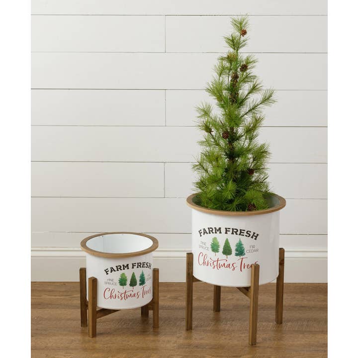 Audrey's Home & Gift - Wholesale Plant Pot - Farm Fresh Christmas Trees Planters (Set Of 02)