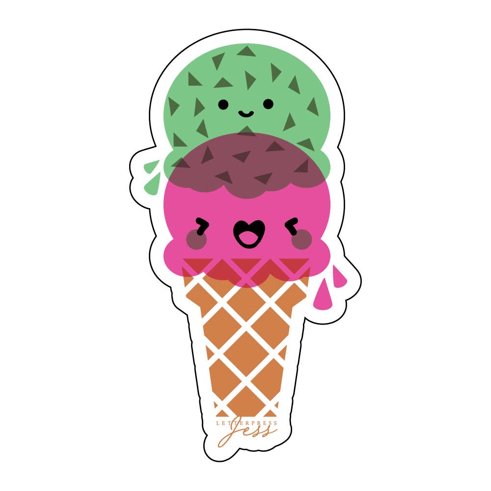 Letterpress Jess - Wholesale Sticker - Cutie Kawaii Ice Cream Sticker0